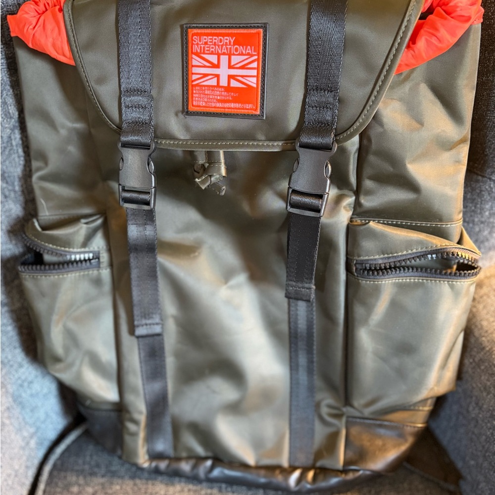 Superdry International Olive and Black Backpack